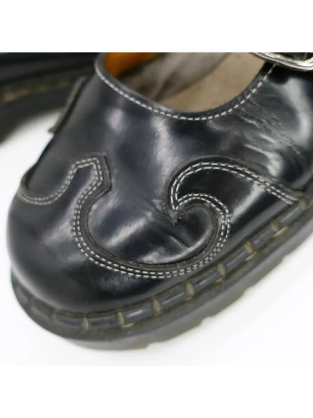 Vintage 90s TREDAIR Mary Jane Black Leather Shoes Grunge Punk England US 9.5
